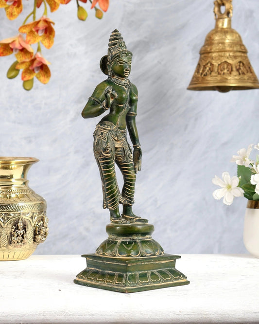 Brassaura® Brass Devi Parvati Uma Standing Idol | Height 10 Inches