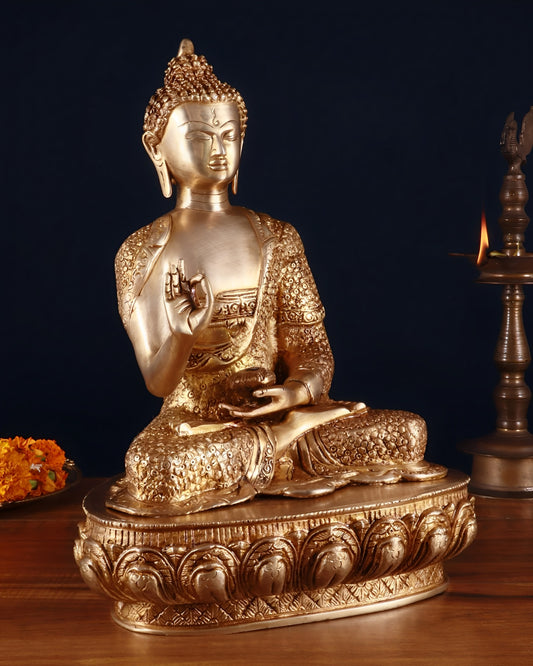 Brass Blessing Buddha Tree Statue Weight 8 kg & Height 16 Inch