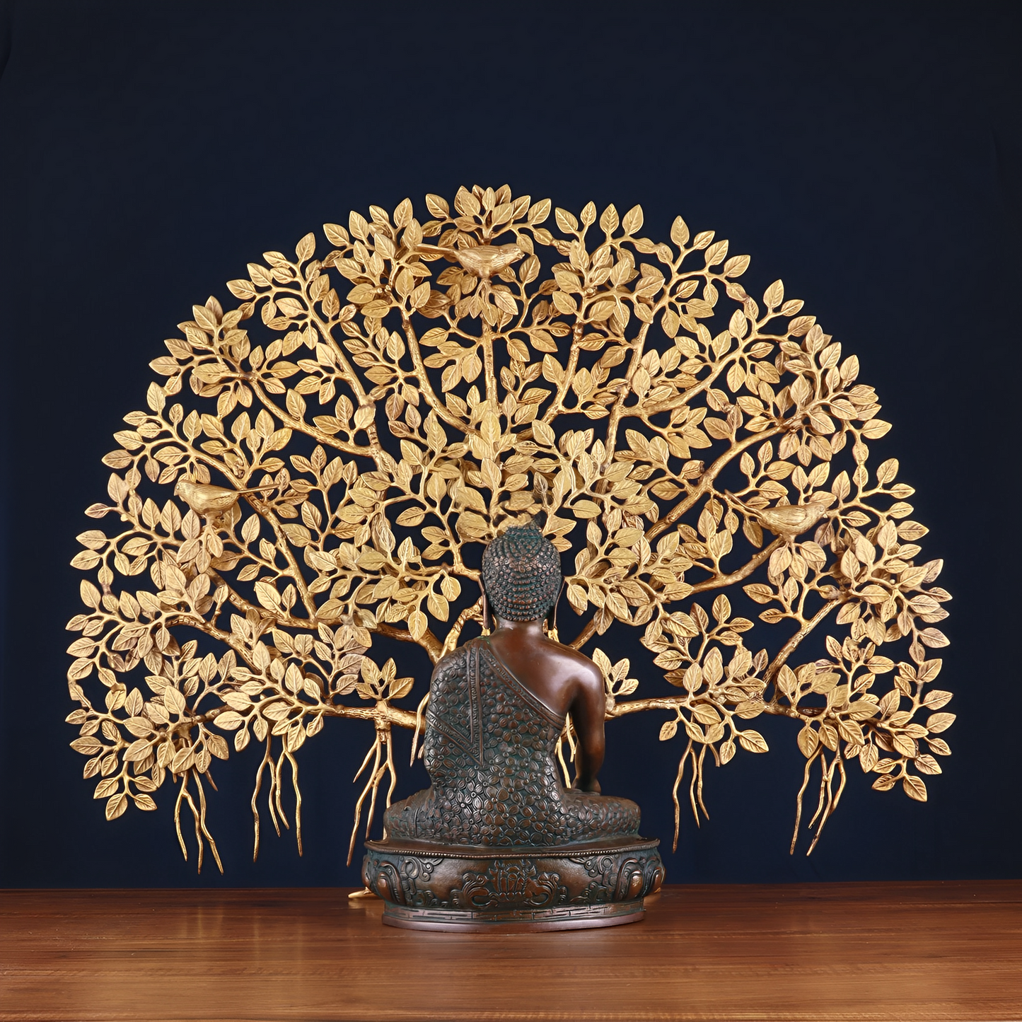 Brass Bhumisprasa Buddha Statue Weight 6.8 kg Kalpavriksha Tree Weight 18 kg