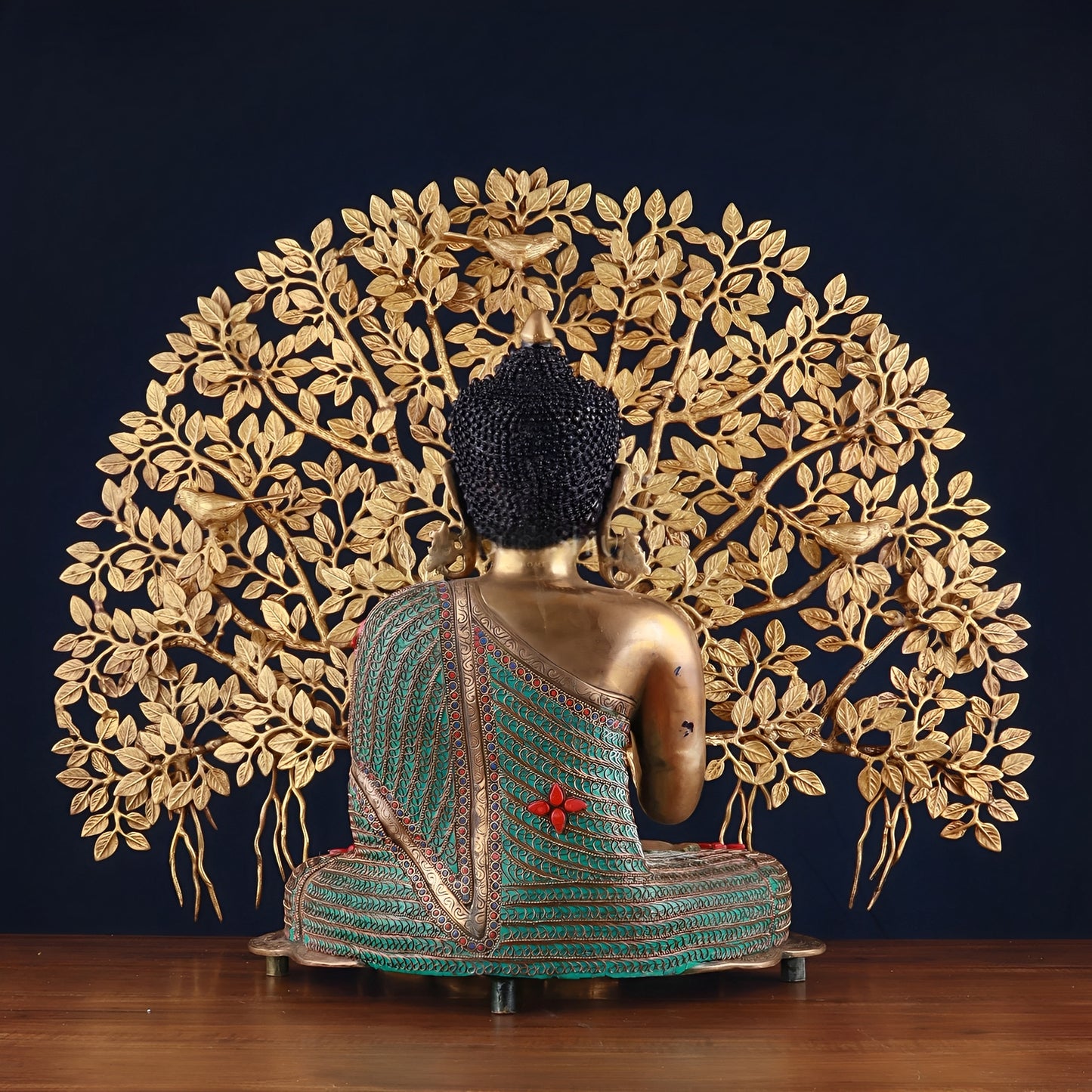 Brass Gem Stone Work Blessing Buddha Statue Weight 20 kg & Kalpavriksha Tree 18 kg