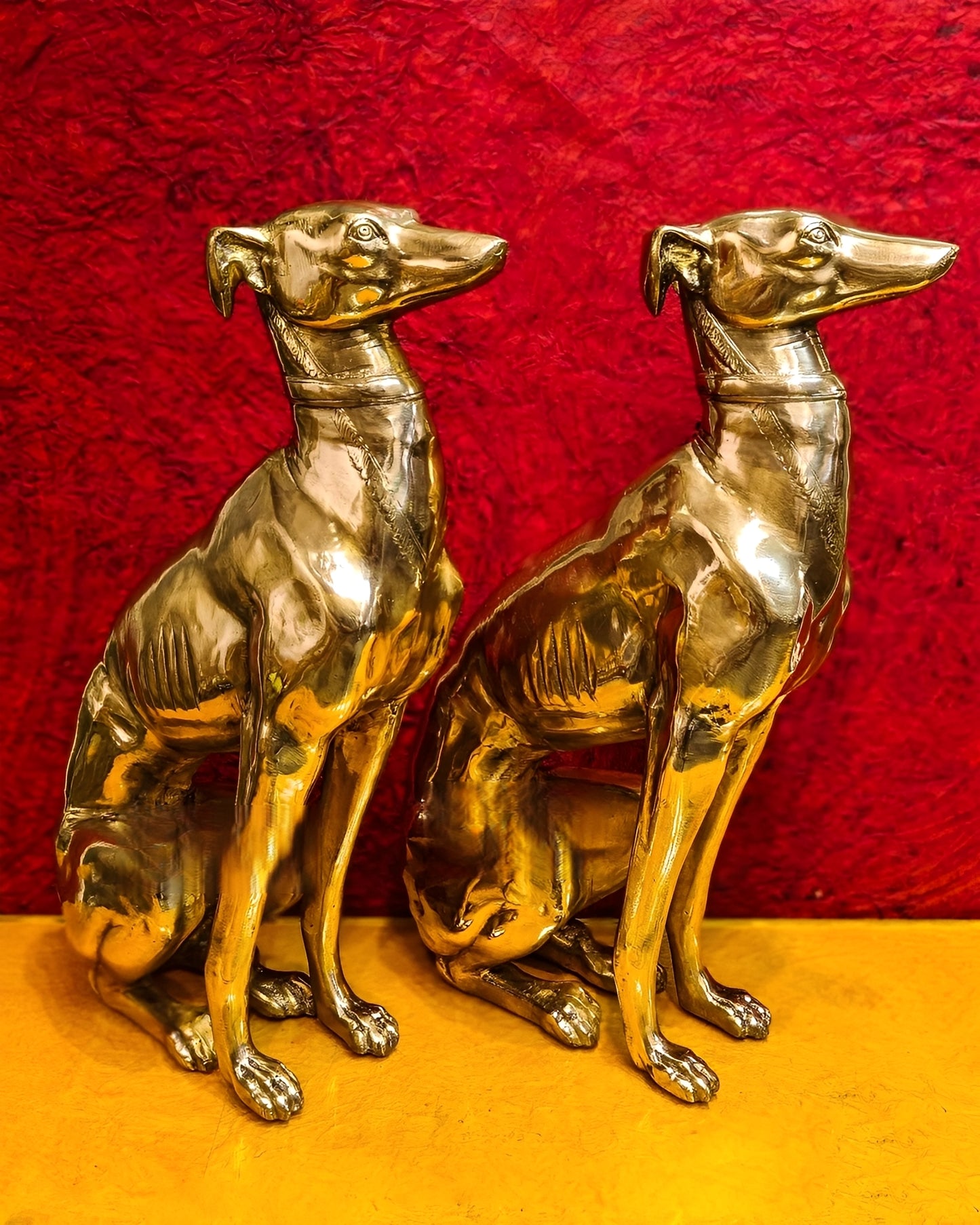 Brassaura™ Brass Dog Statue Pair – Height 23 Inches Each & Total Weight 26 Kgs | Vastu & Feng Shui Home Protection