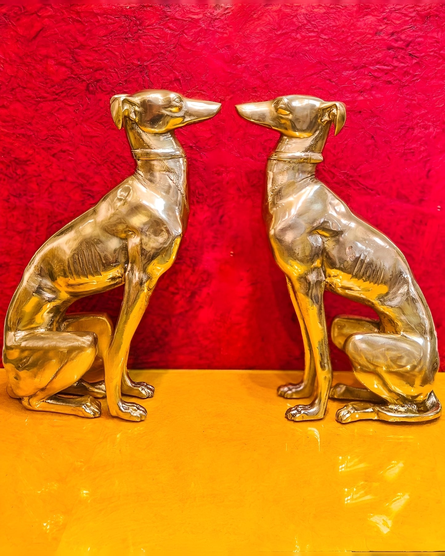 Brassaura™ Brass Dog Statue Pair – Height 23 Inches Each & Total Weight 26 Kgs | Vastu & Feng Shui Home Protection