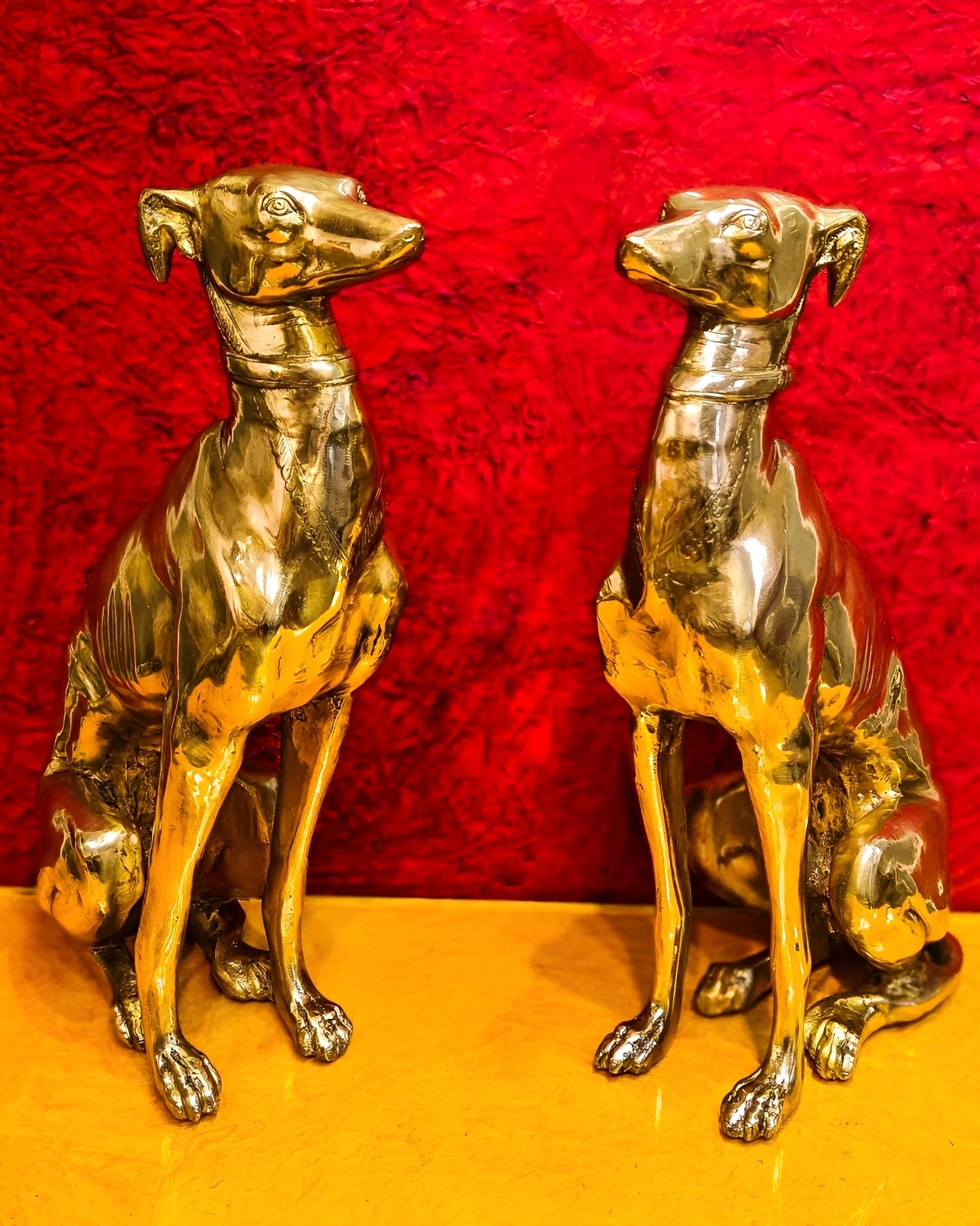 Brassaura™ Brass Dog Statue Pair – Height 23 Inches Each & Total Weight 26 Kgs | Vastu & Feng Shui Home Protection