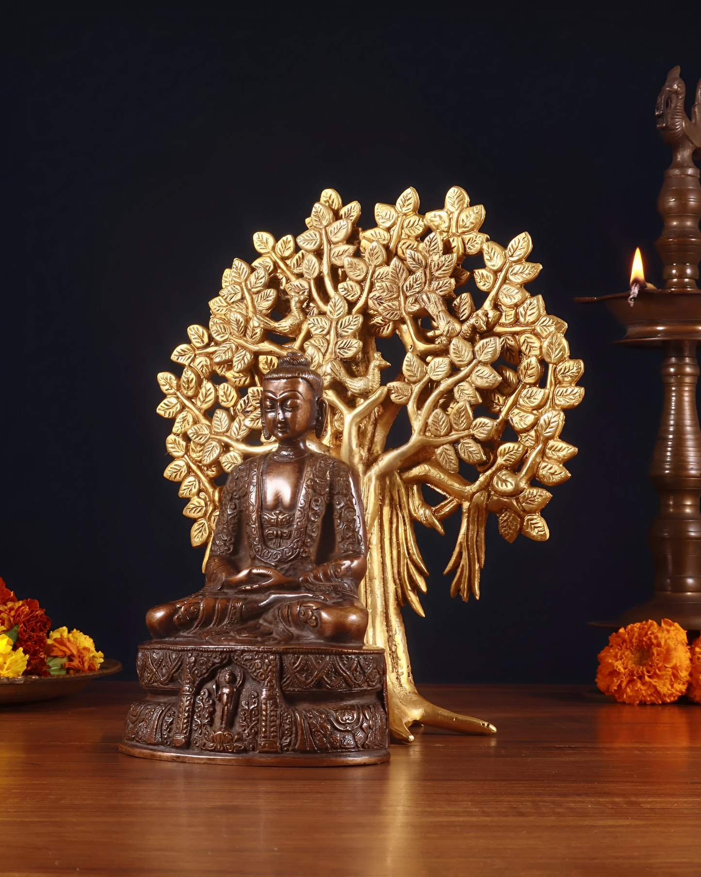 Brass Tree Bhumisprasa Buddha Statue Weight 2.12 kg