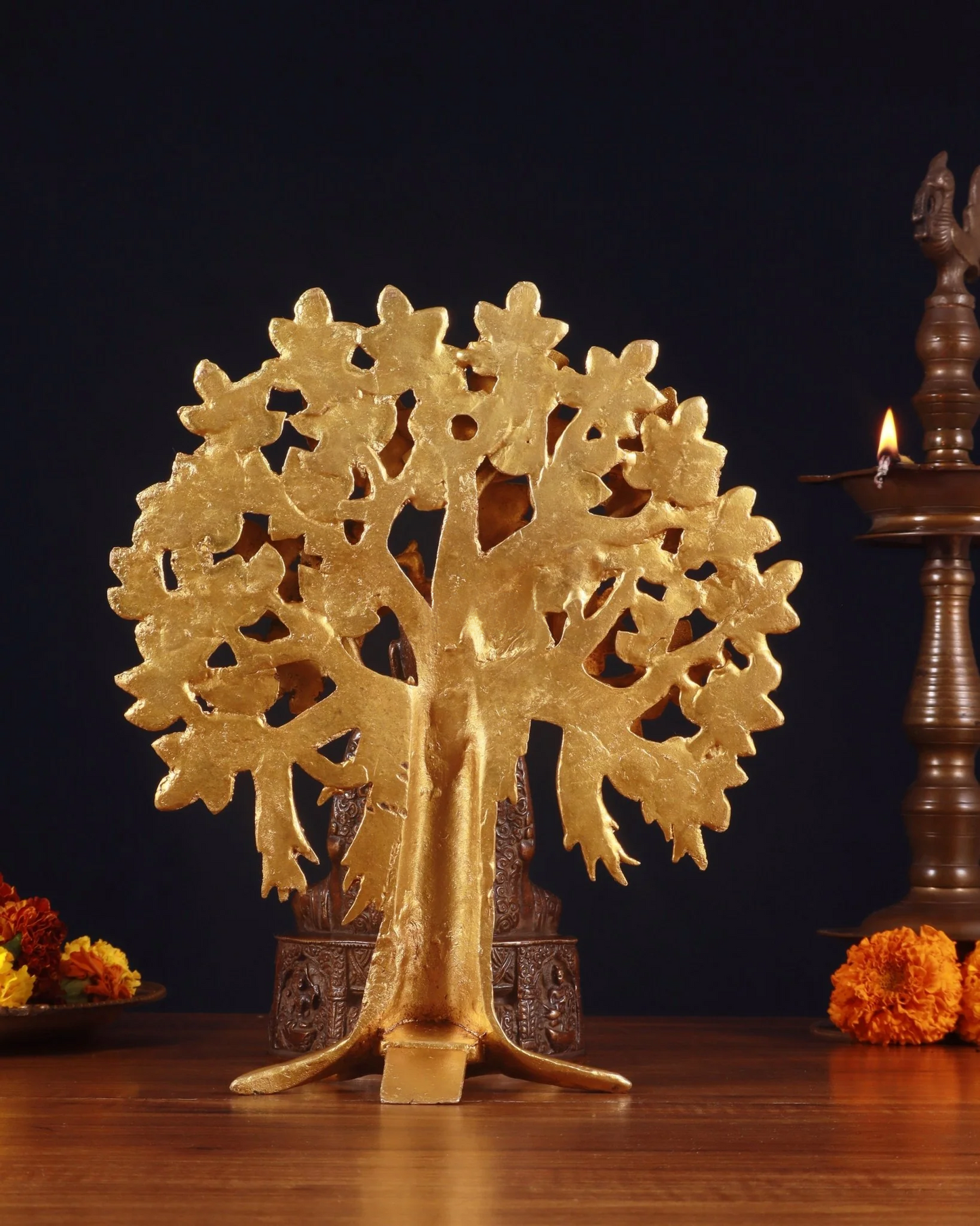 Brass Tree Bhumisprasa Buddha Statue Weight 2.12 kg