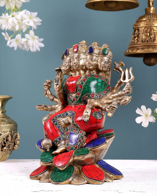 Brassaura® Brass Goddess Gayatri Devi Statue | Height 9 Inches