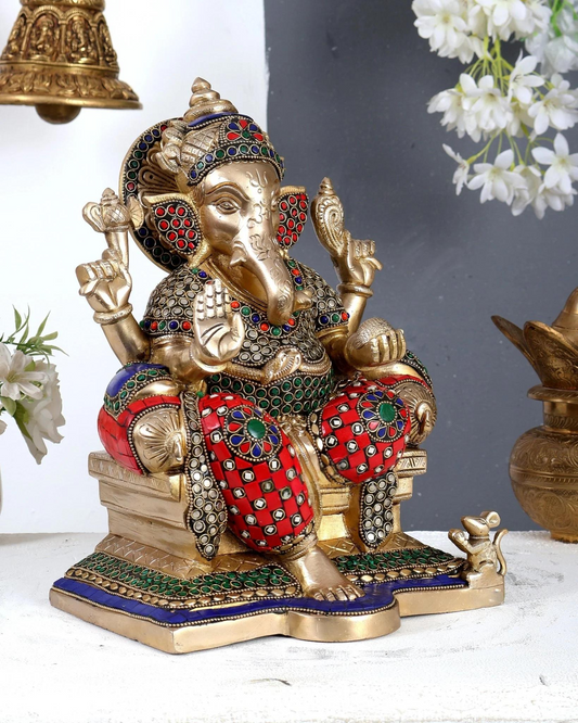 ब्रासोरा® वृंदावन वेणुगोपाल कृष्ण पीतल की प्रतिमा मोर के साथ | एंटीक नीला और सुनहरा रंग | ऊँचाई 20 इंच