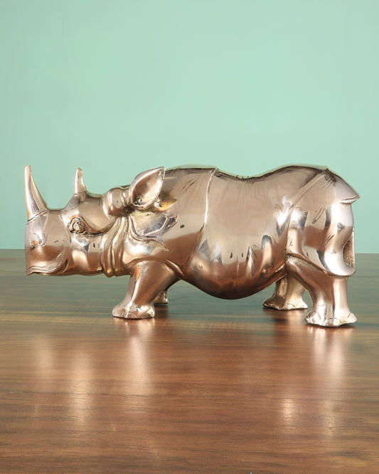 Brassaura™ Intricately Carved Brass Rhino – Height 5.5" | Weight 4.31 Kgs