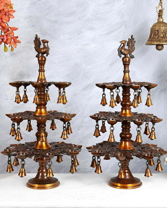Brassaura® Brass Annam Pakshi Diya Stand | Height 21 Inches