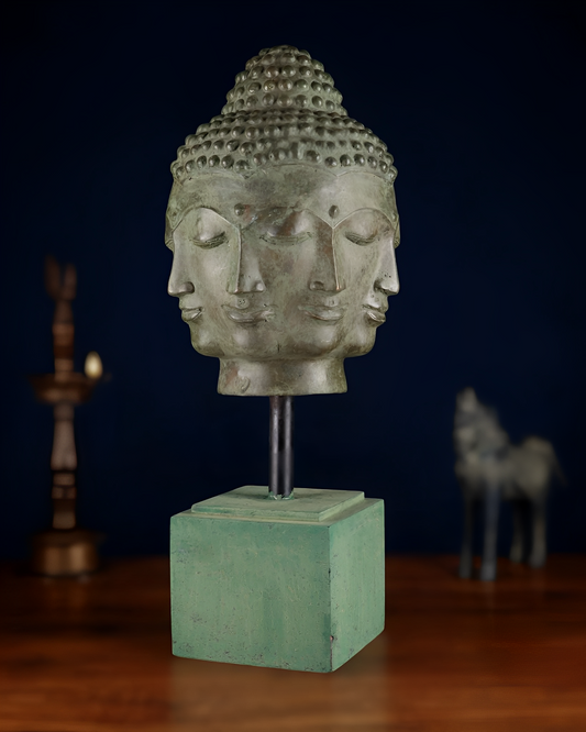 Bronze five Head Bhumisprasa Buddha Statue Weight 1.26 kg & Height 14.5 Inch