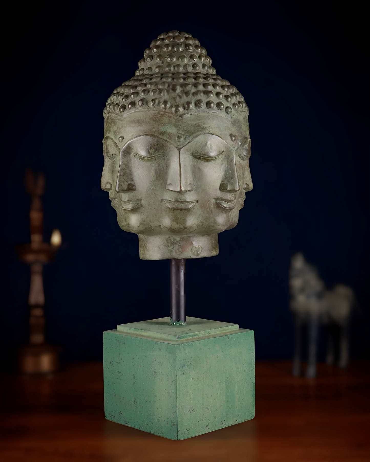 Bronze five Head Bhumisprasa Buddha Statue Weight 1.26 kg & Height 14.5 Inch
