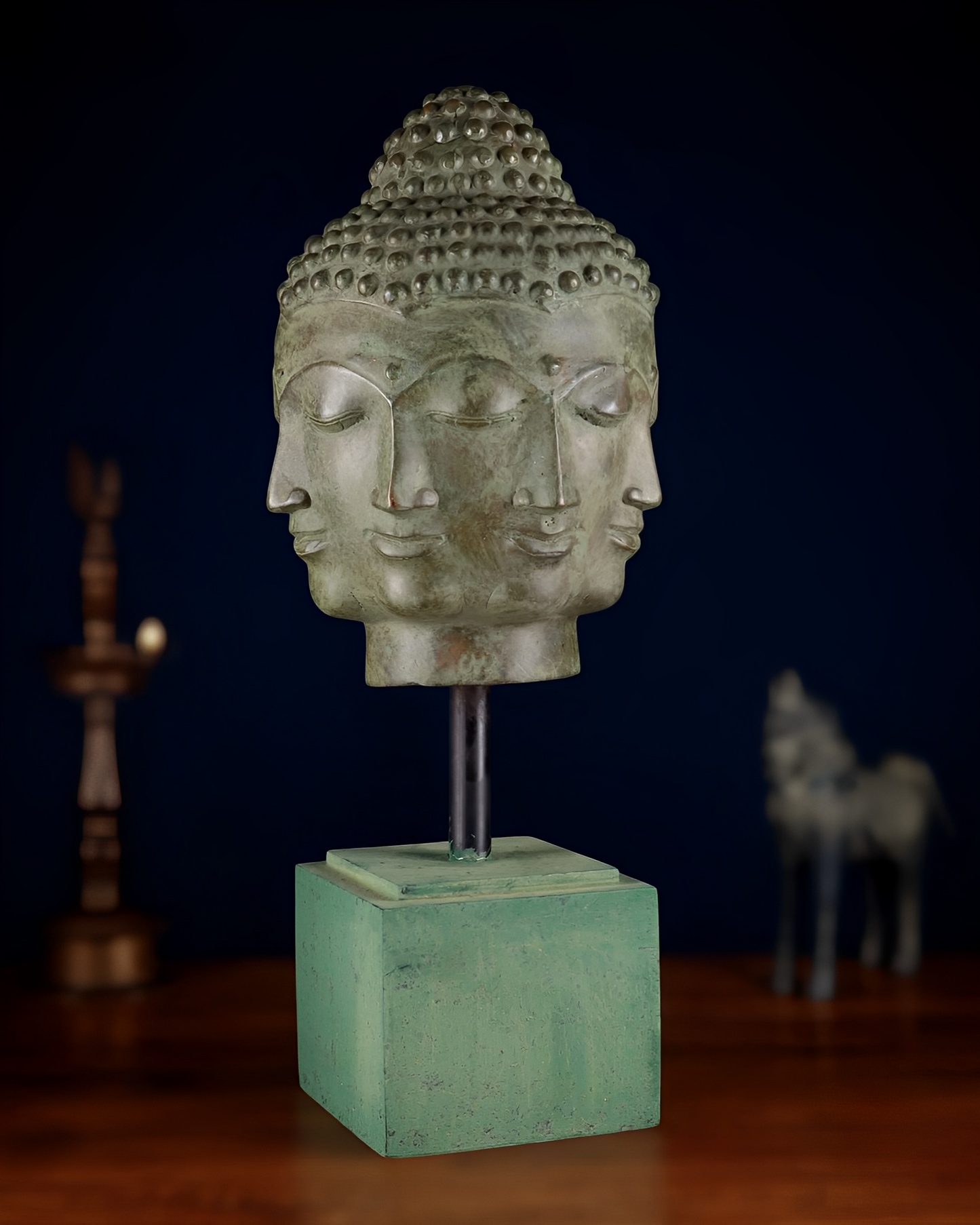 Bronze five Head Bhumisprasa Buddha Statue Weight 1.26 kg & Height 14.5 Inch