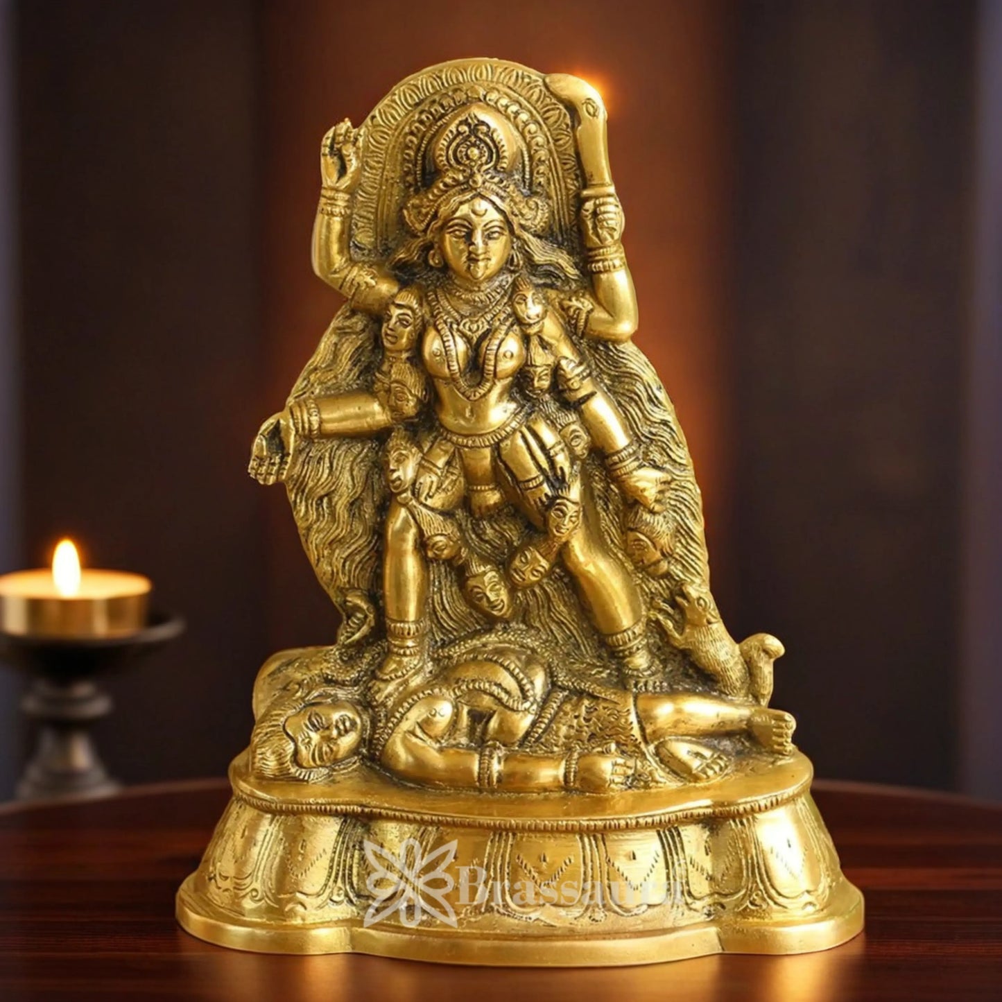 Brassaura™ Brass Kali Maa Murti – Height 7 Inches & Weight 1.6 Kgs | Spiritual Hindu Idol