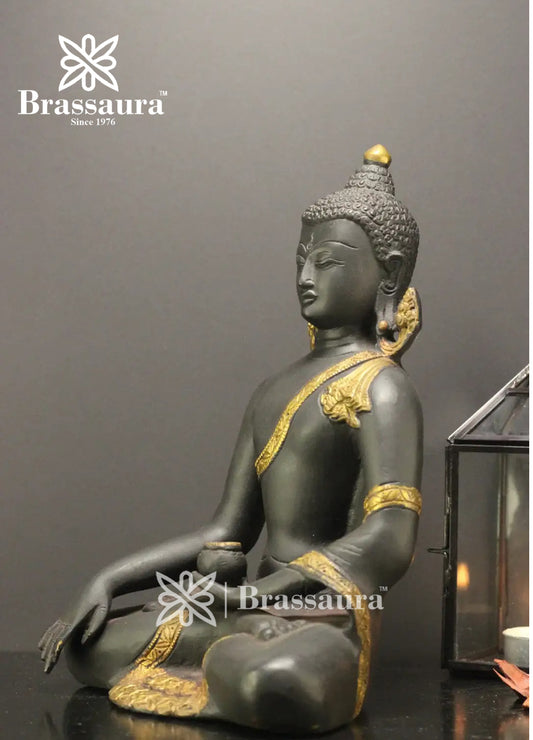 Brass Buddha For Home And Décor Weight 2.6 kg Height 9 Inch
