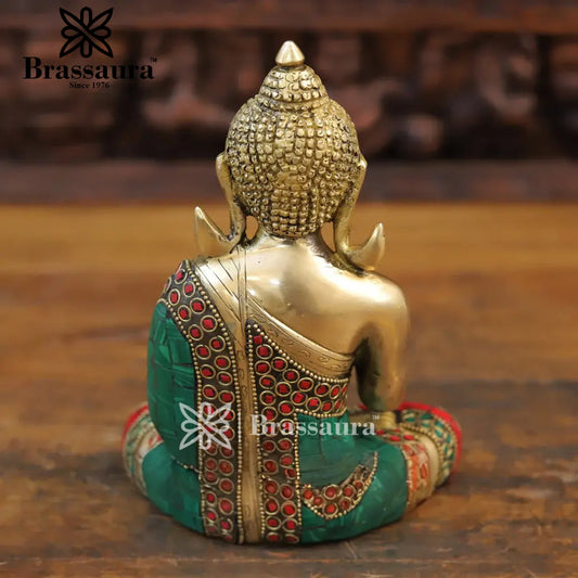 Brass Buddha For Home And Décor Weight 2.28 kg Height 8 Inch