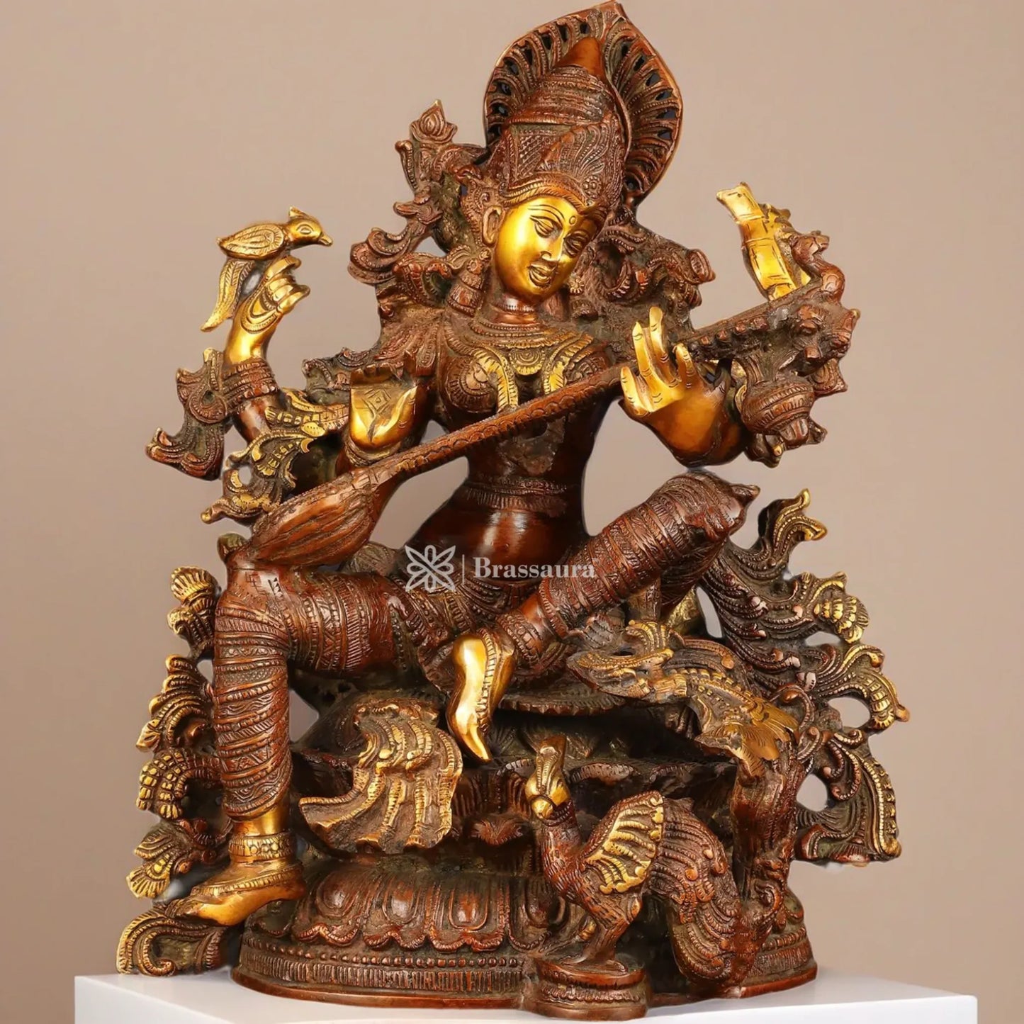 Brass Saraswati Idol for Home and Decor Height 16 Inches & Weight 18 Kgs