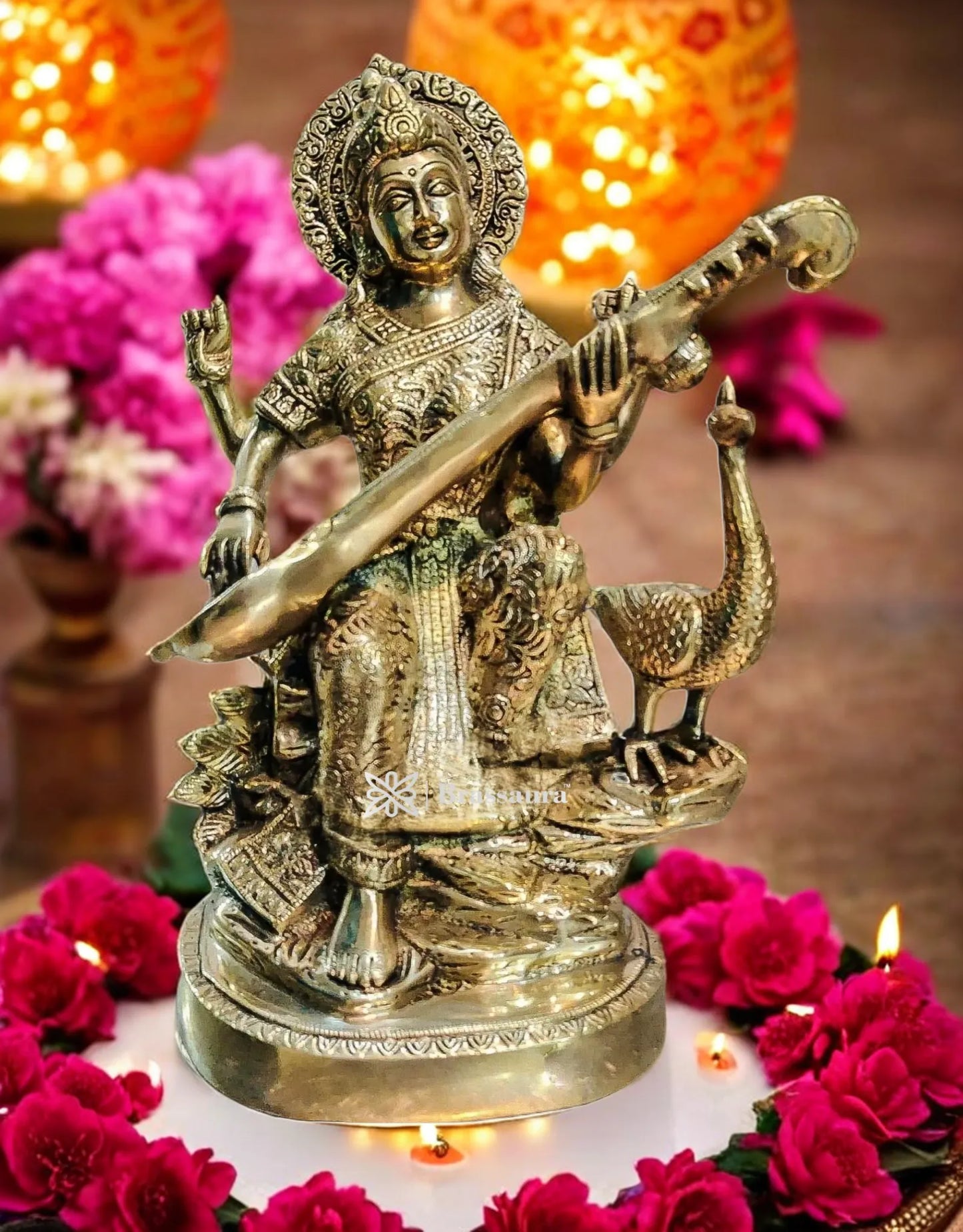 Brass Saraswati Idol for Home and Decor Height 15 Inches & Weight 10 Kgs
