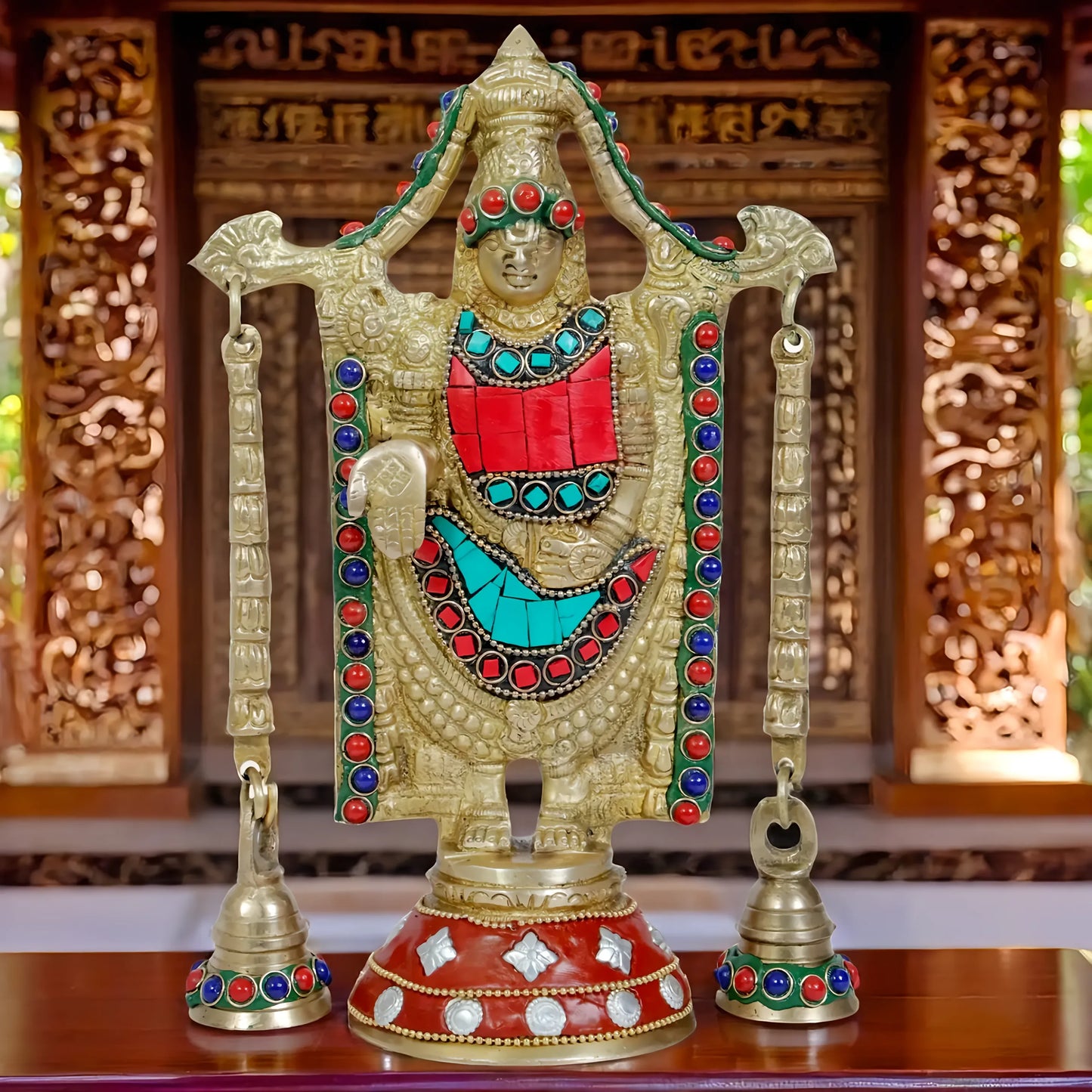 Brassaura™ Brass Gem Stone Work Venkateshwara Bala Ji Idol Weight 1.6 Kg Height 10.2 Inch