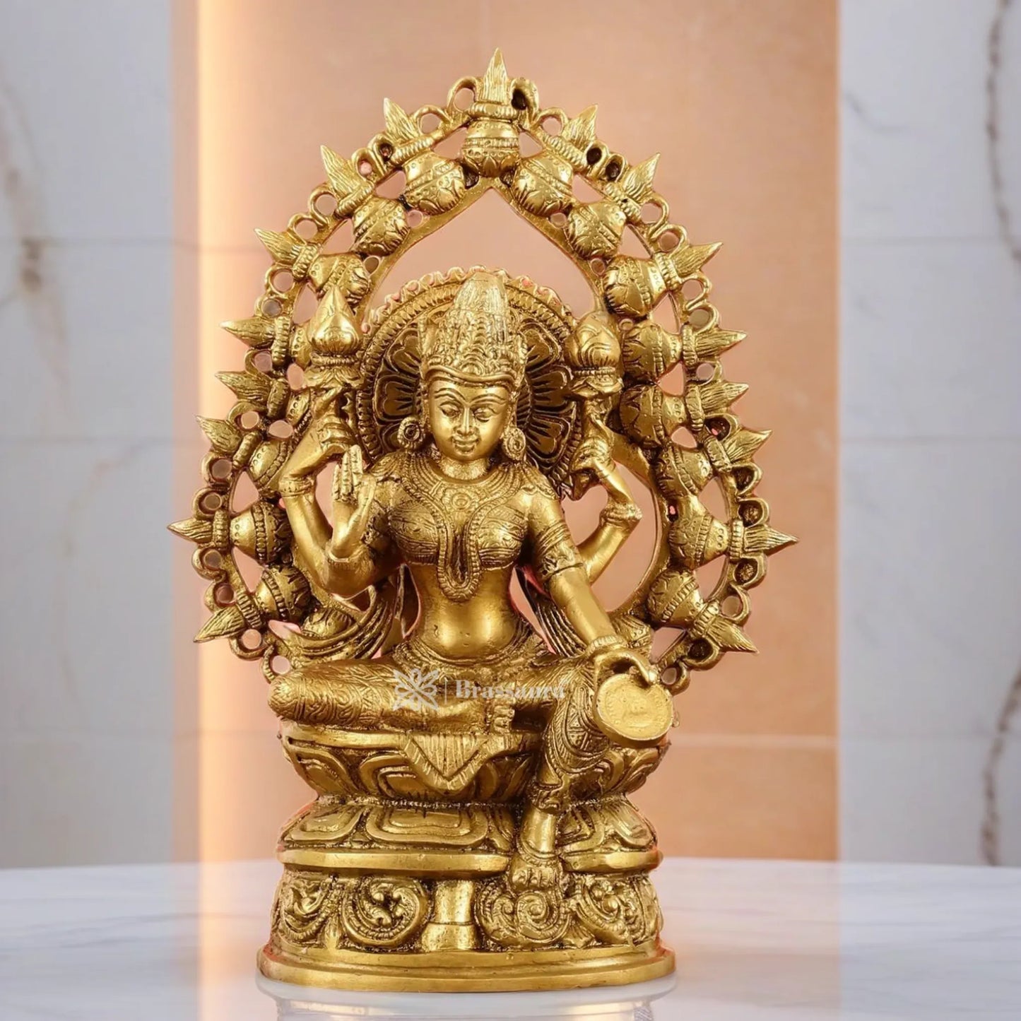 Brass Laxmi Idol for Home and Decor Height 10.5 Inches & Weight 3 Kgs