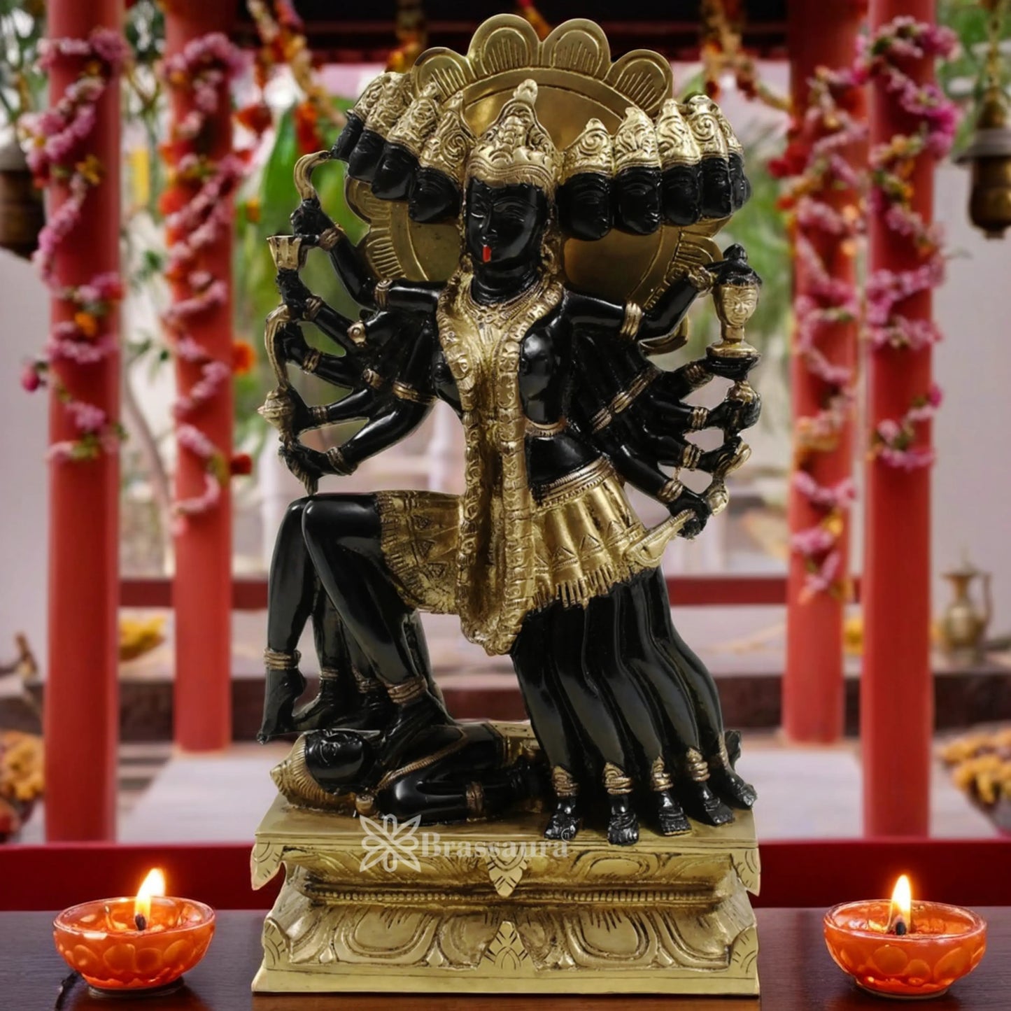 Brassaura™ Premium Brass Kali Maa Idol – Height 15 Inches & Weight 8.5 Kgs | Hindu Goddess Statue