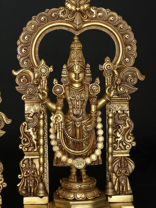Brassaura® Brass Lakshmi & Vishnu Statue | Height 22 Inches & Weight 27.63 kg
