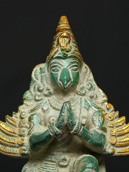 ब्रस्सौड़ा® पीतल गरुड़ मूर्ति | ऊँचाई 6 इंच और वज़न 0.90 किलो