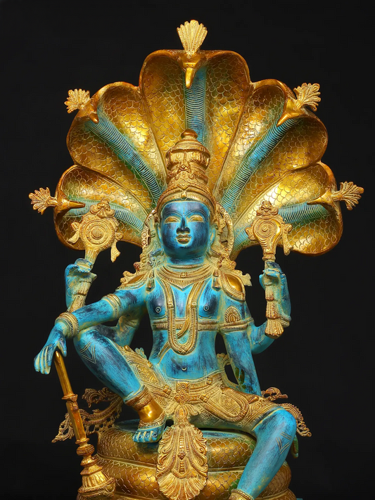 Estátua Brassaura® de Latão Vishnu | Altura 71 cm e Peso 25,74 kg