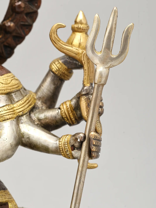 Brassaura® Maa Durga on Lion | Brass Statue with Dual Tone Finish | Height 12 Inches & Weight 4.62 kgs