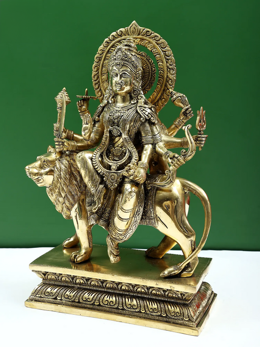 Brassaura® Brass Maa Durga Statue | Height 16.93 Inches & Weight 14.13 kg