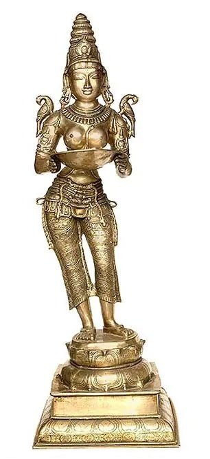 Brassaura™ Large Deeplakshmi Brass Sculpture – Height 50.98 inches | Weight 41.60 kgs