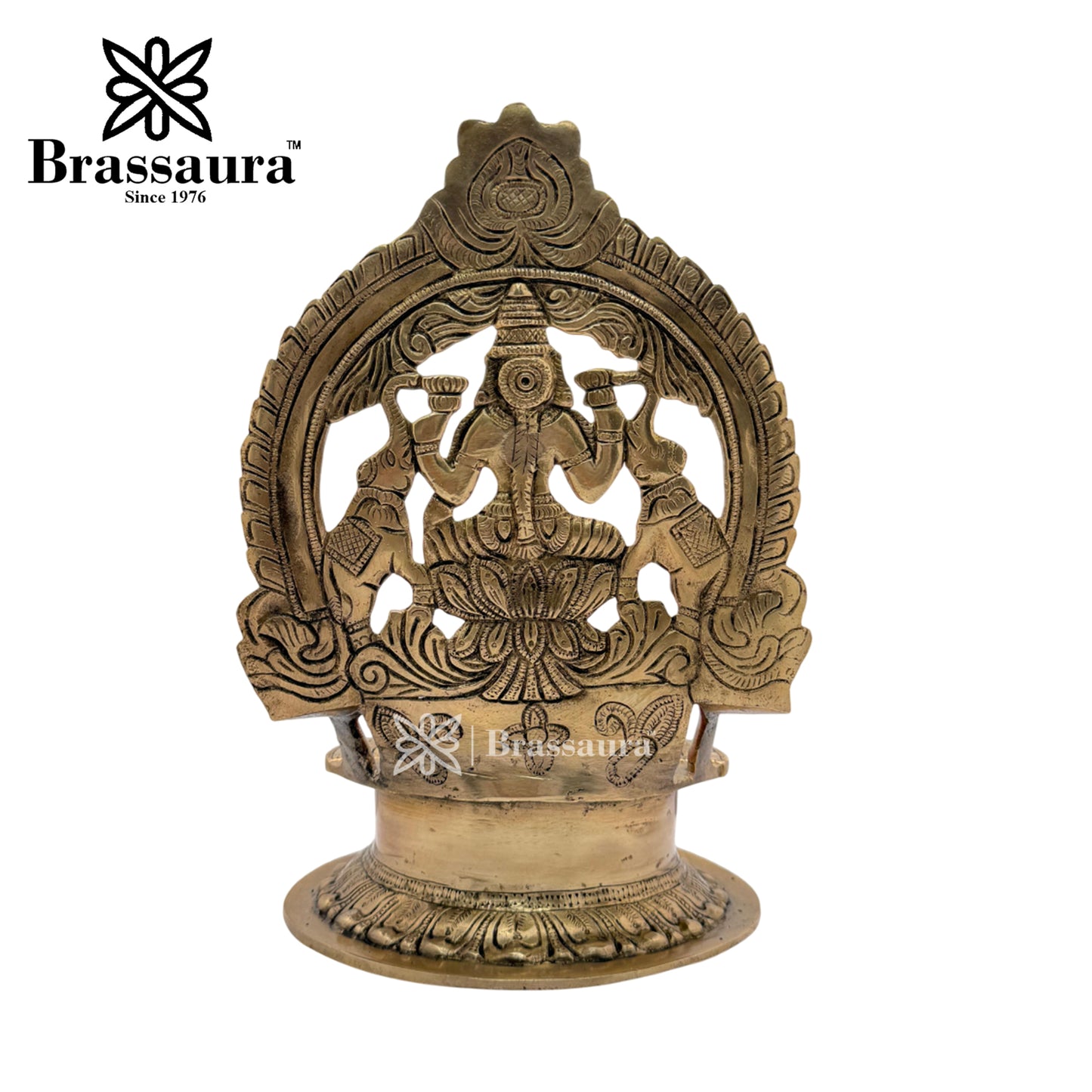 Brassaura™ Brass Laxmi Diya Idol– Height 11.8 Inches & Weight 4 Kgs | Home & Puja Décor