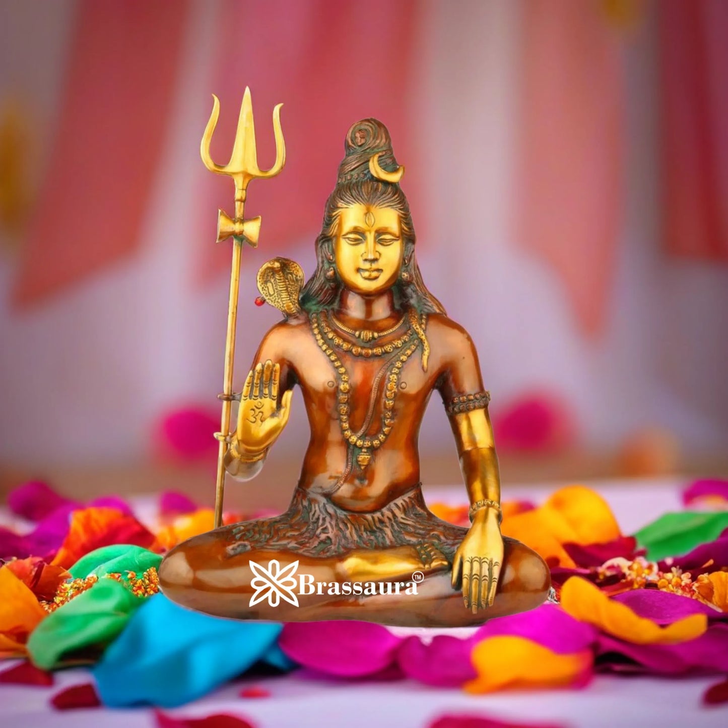 Brassaura™ Premium Brass Shiva Idol – Height 20 Inches & Weight 12 Kgs | Traditional Temple Statue