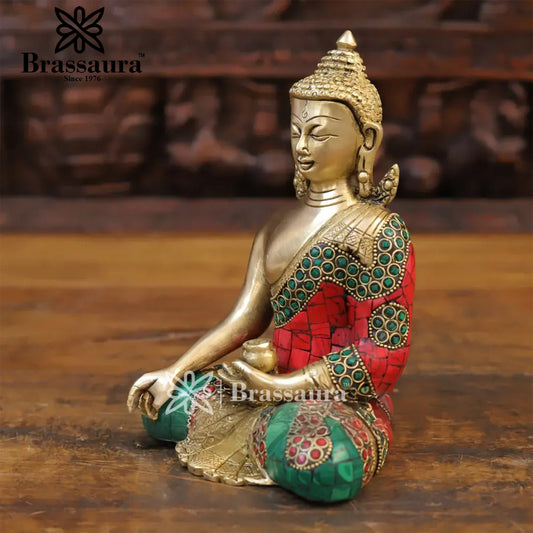 Brass Buddha For Home And Décor Weight 2.32 kg Height 8 Inch