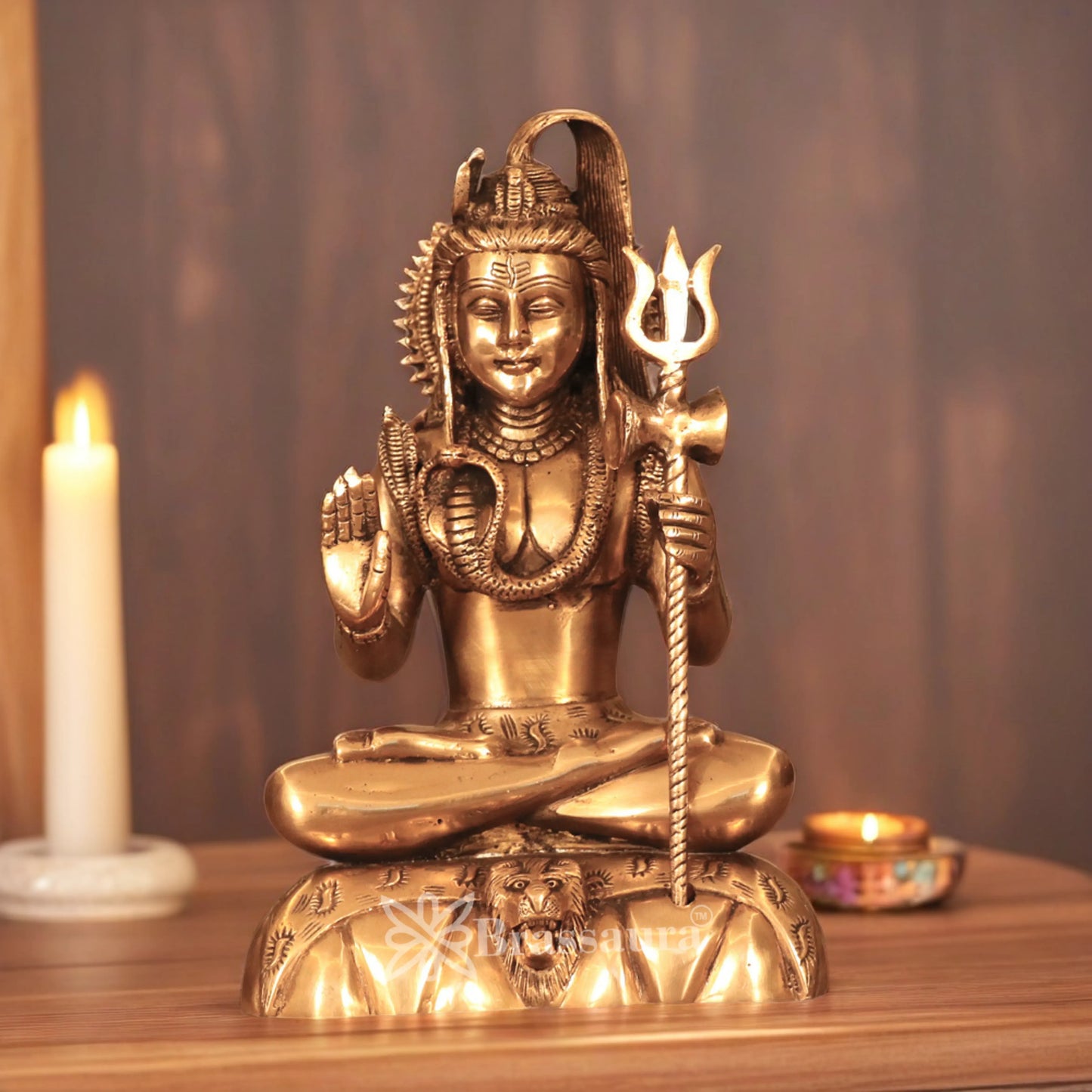 Brassaura™ Small Brass Shiva Idol – Height 10.2 Inches & Weight 2.9 Kgs | Sacred Home Décor