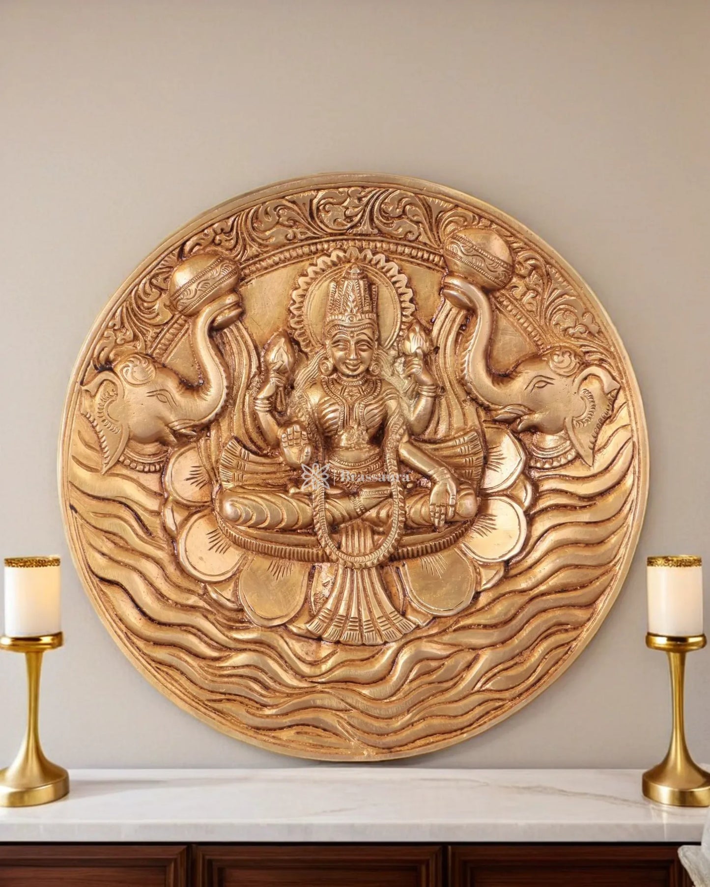 Brass Laxmi Wall Hanging for Home and Decor Home Height 7.5 Inches & Weight 1.2 Kgs