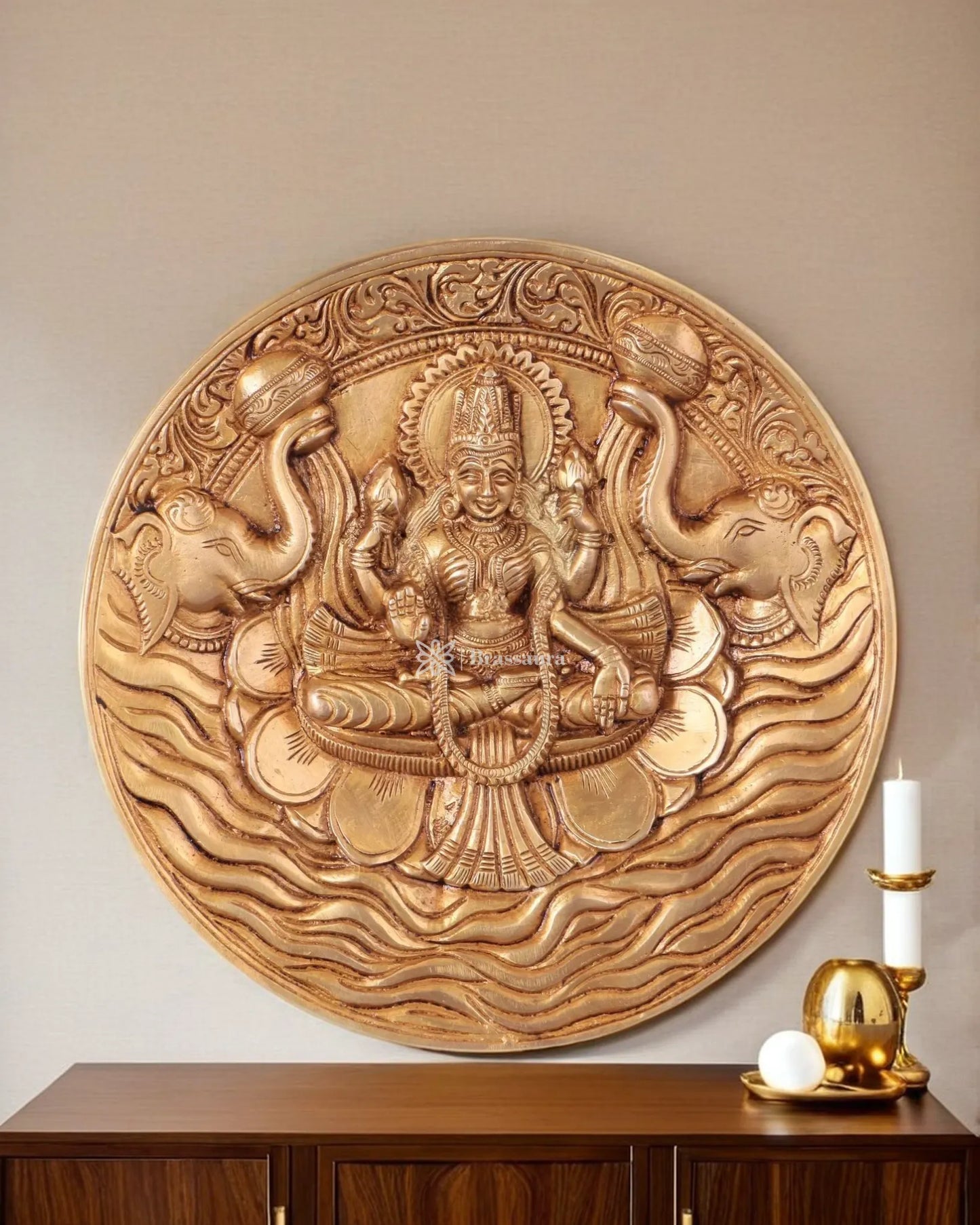 Brass Laxmi Wall Hanging for Home and Decor Home Height 7.5 Inches & Weight 1.2 Kgs