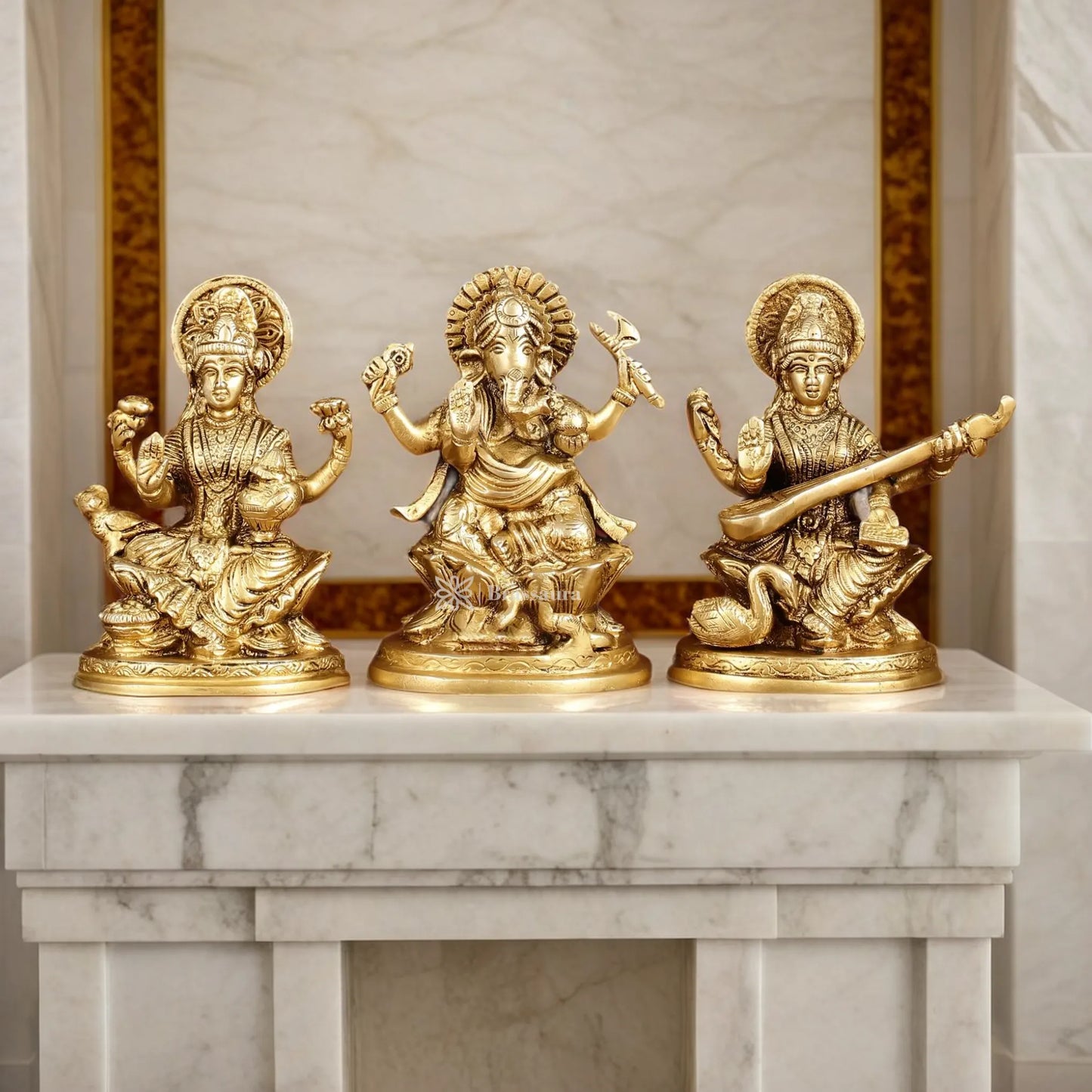 Brass Antique Laxmi Ganesha Saraswati Height 5 Inches & Weight 3 Kgs