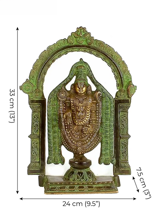 Estátua de Latão Venkateswara Brassaura® | Altura 33 cm e Peso 3,90 kg