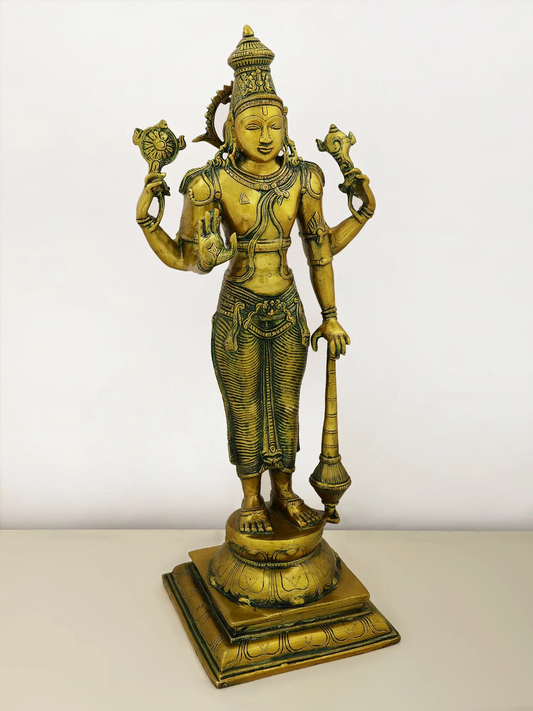 Estátua de Latão Brassaura® Vishnu | 50,8 cm de Altura e 6,80 kg de Peso