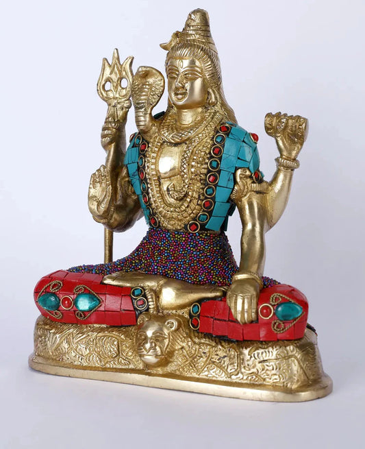Brassaura® Brass Sitting Shiva Statue | Height 8 Inches