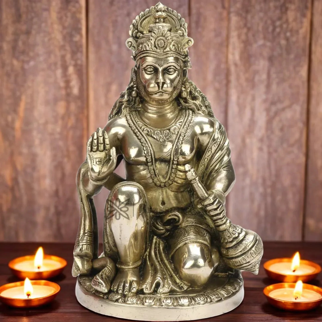 Brassaura™ Brass Hanuman Statue with Fine Craft – Height 9.2 Inches & Weight 3.3 Kgs