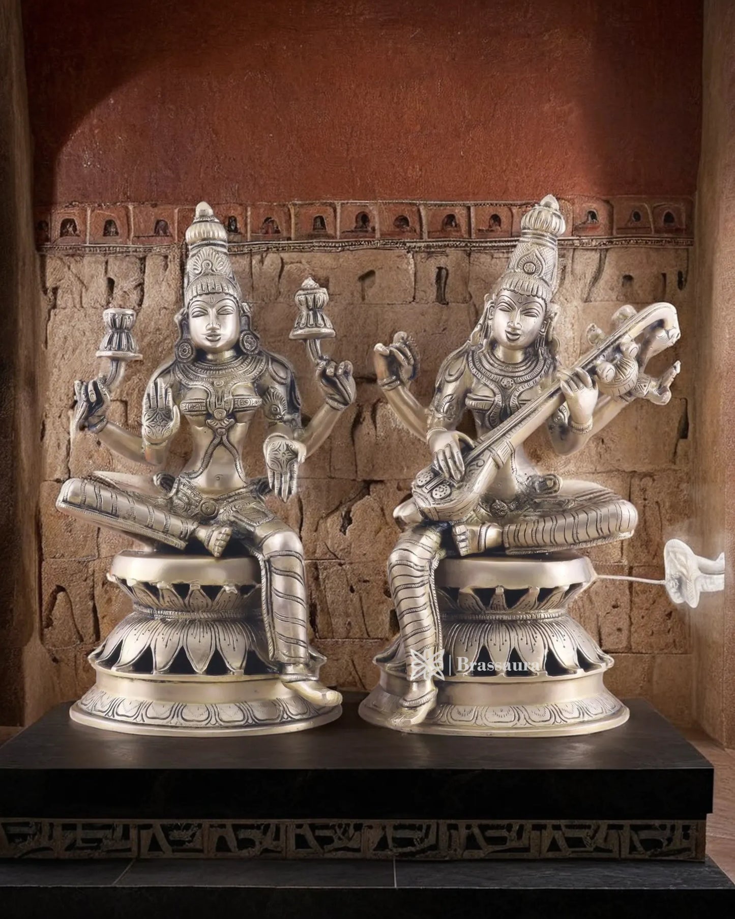 Brass Saraswati Idol for Home and Decor Height 12 Inches & Weight 9 Kgs