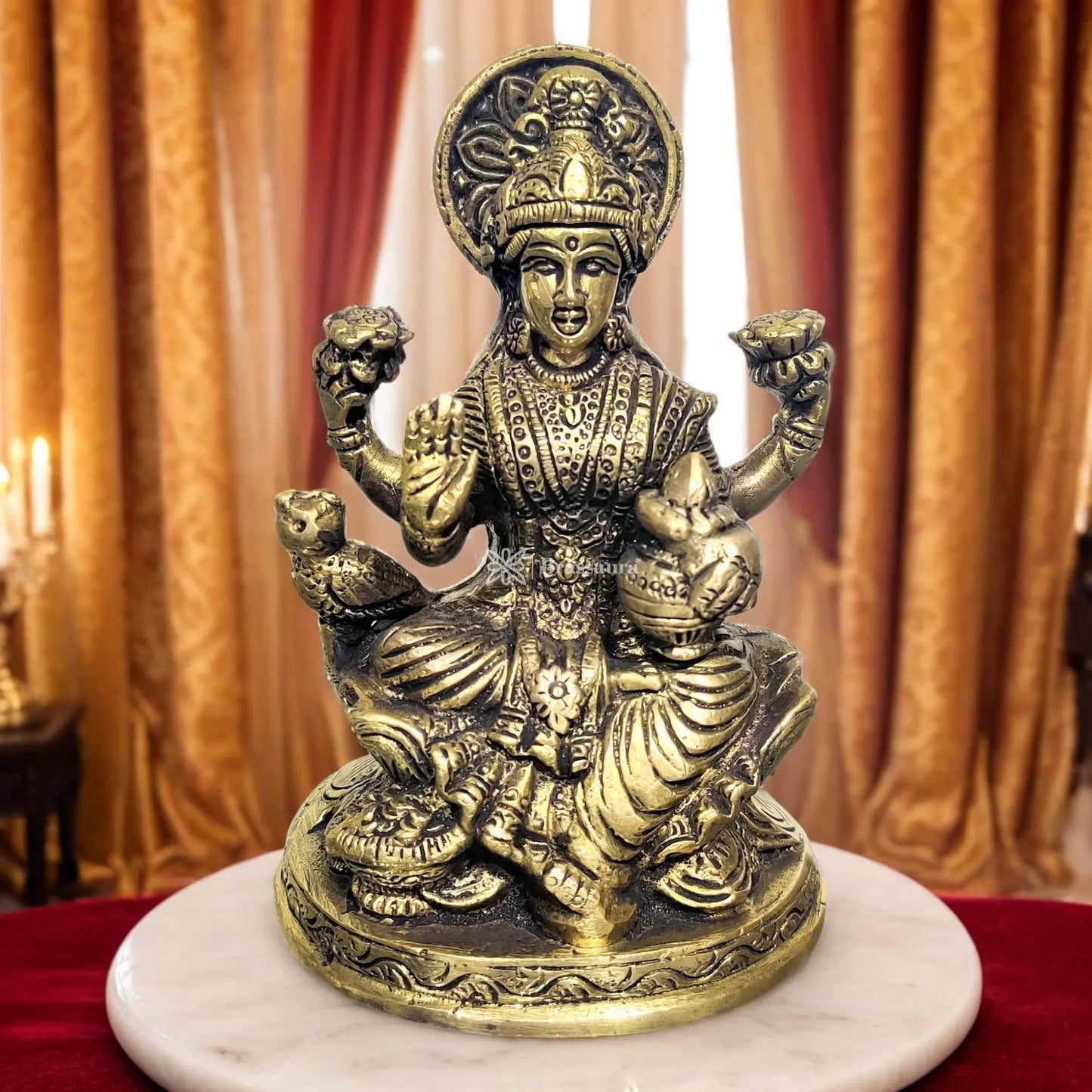 Brass Laxmi Idol for Home and Decor Height 5.5 Inches & Weight 0.86 Grams