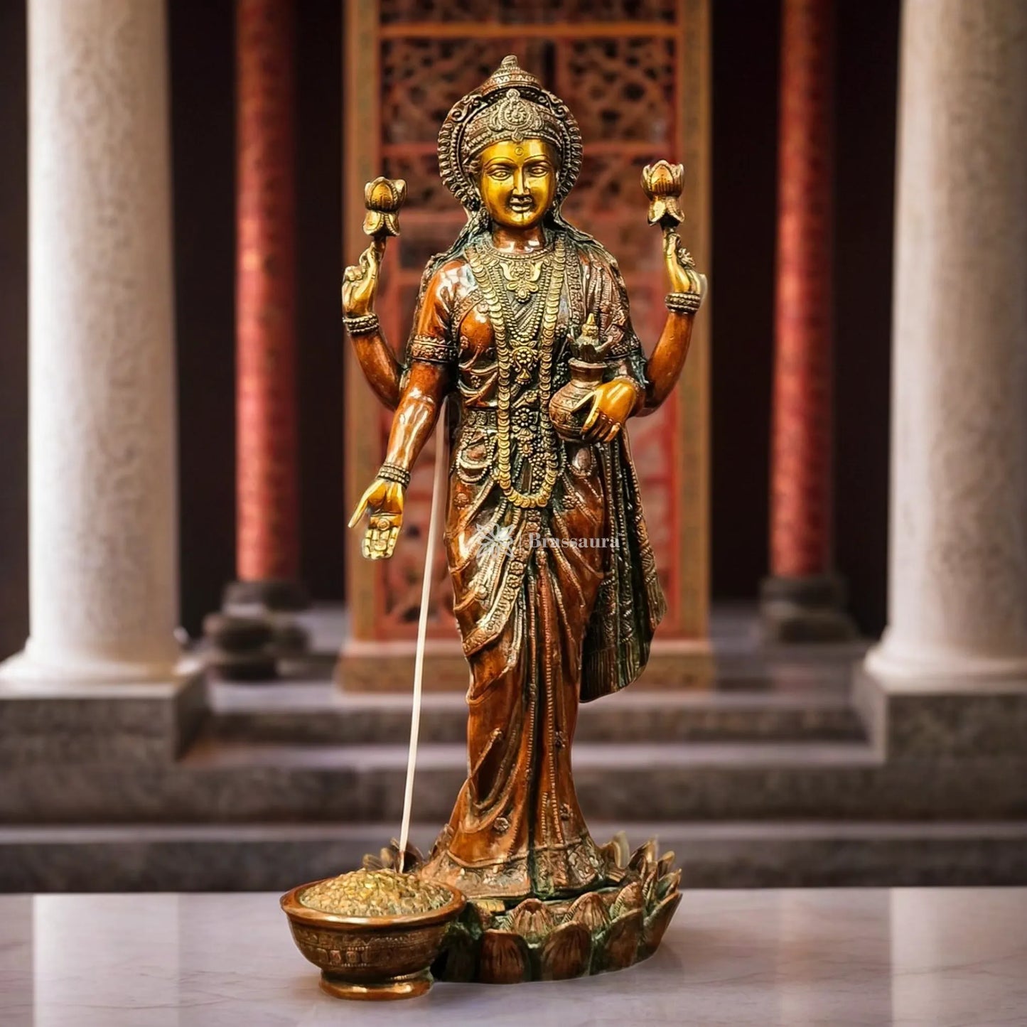 Brass Laxmi Idol for Home and Decor Height 25 Inches & Weight 18 Kgs