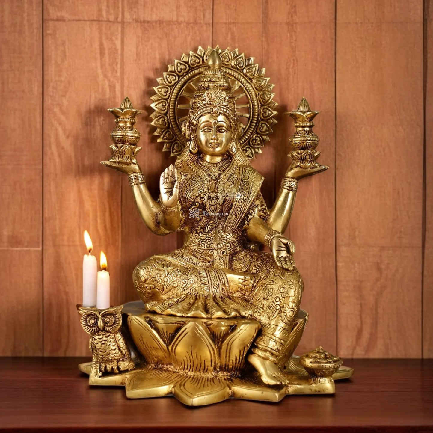 Brass Laxmi Idol for Home and Decor Height 11 Inches & Weight 6.25 Kgs