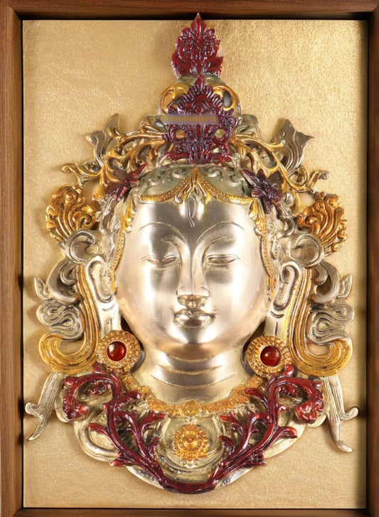 Brassaura® Buddha Wall Hanging with Ornate Halo & Three-Tone Glossy Finish | Pure Superfine Brass Handcrafted Murti | Brass Statue for Home Temple, Pooja Room | Height 10.5 Inches | Weight 1.5 Kgs