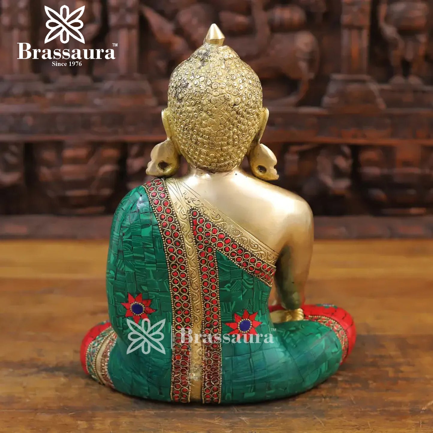 Brass Buddha For Home And Décor Weight 6.24 kg Height 12.5 Inch