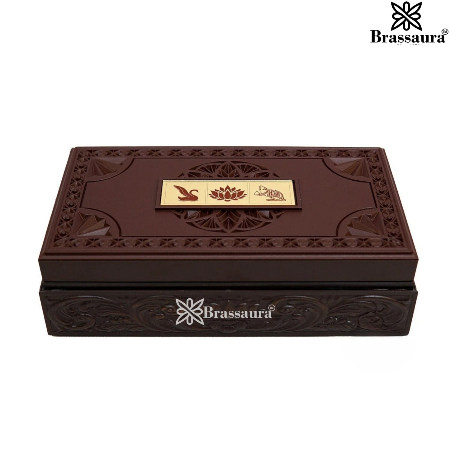 Brass Royal Golden Lakshmi Ganesh Saraswati Weight 0.5 Kg & Height 2.5 Inch