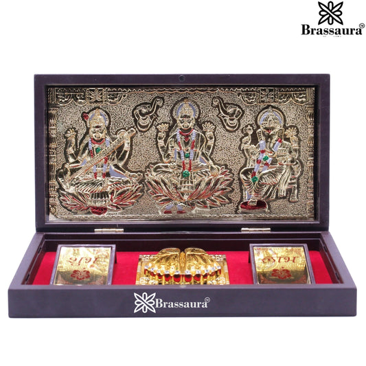 Brass Classic Lakshmi Ganesh Saraswati Weight 0.4 Kg & Height 1.5 Inch