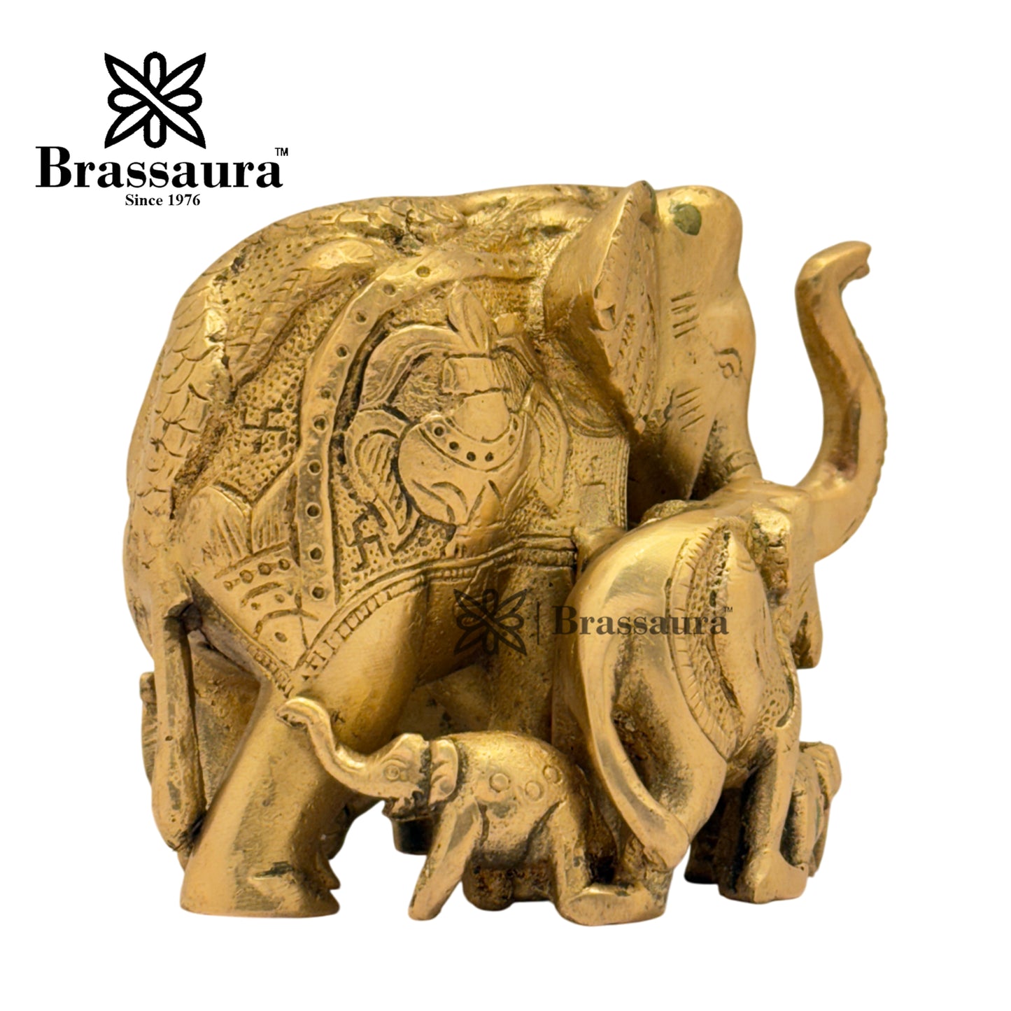 Brass Elephant Idol for Home and Decor Weight 1.4 Kg Height 10 cm